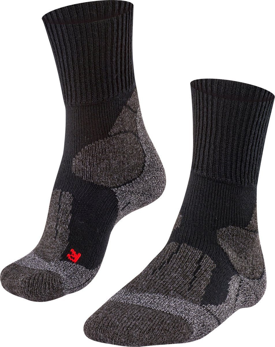 Falke tk1 chaussettes de marche en laine épaisse anti-ampoules en matériau fonctionnel hommes noir - taille 39-41