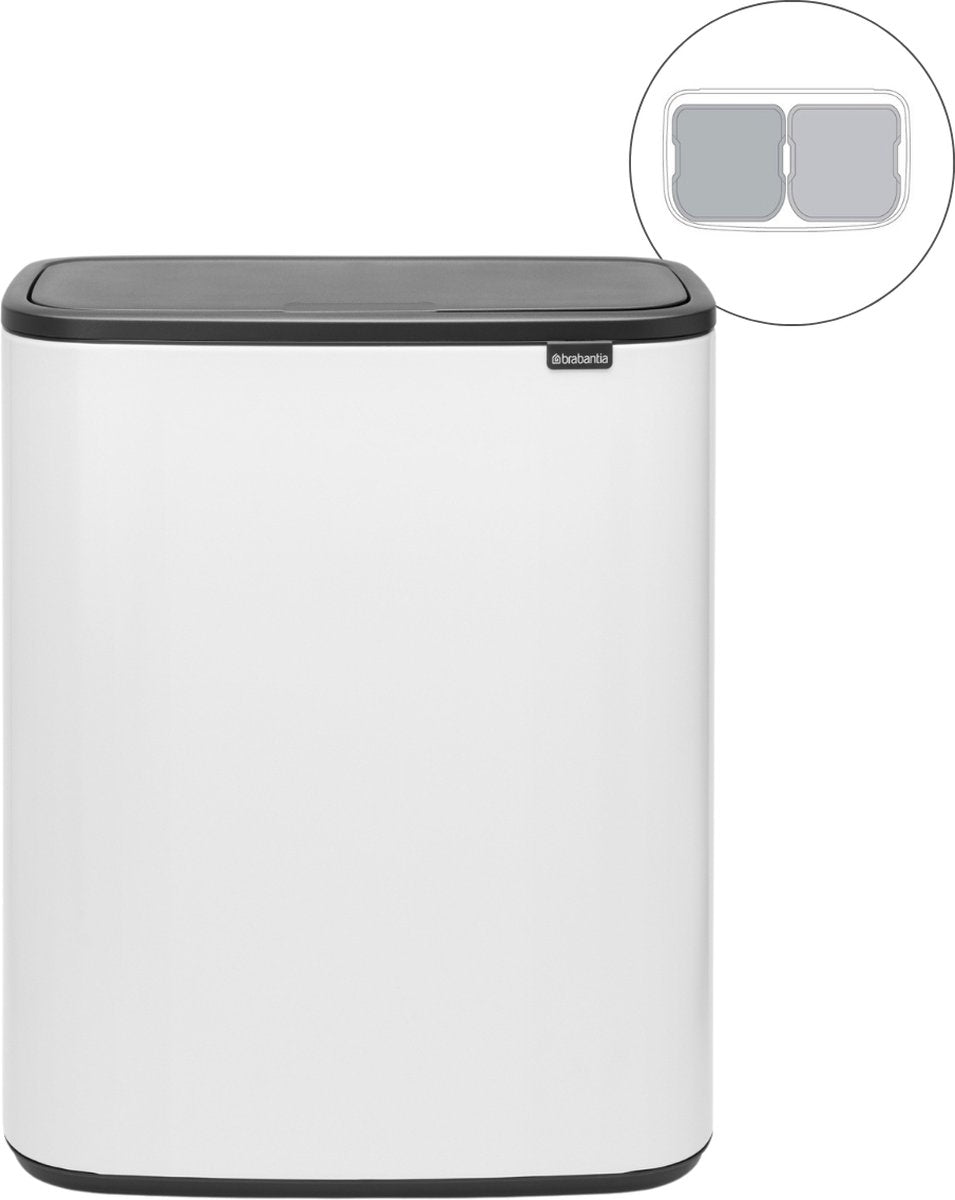 Poubelle Brabantia bo touch bin - 2 x 30 litres - tri sélectif - blanc