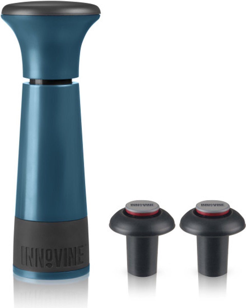 Économiseur de vin à pompe à vide Innovine ™ en sarcelle foncée - pompe à vin avec 2 bouchons