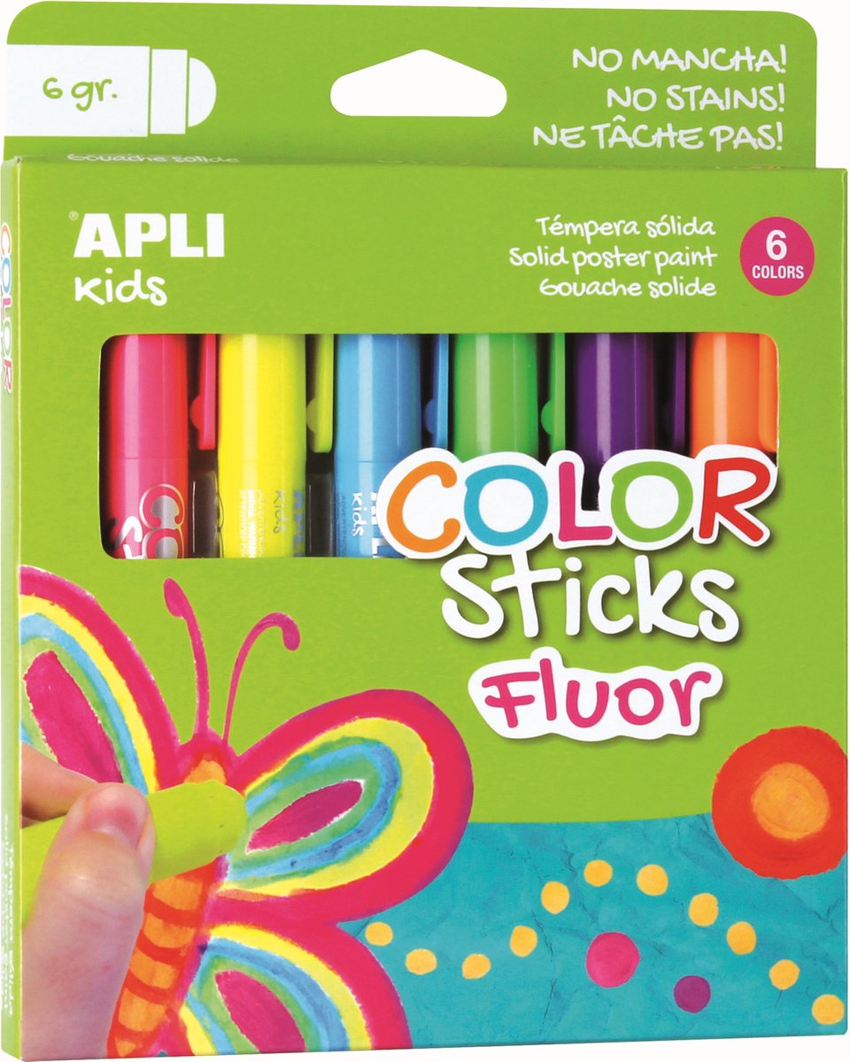 Apli enfants peinture bâton de couleur fluor 6x
