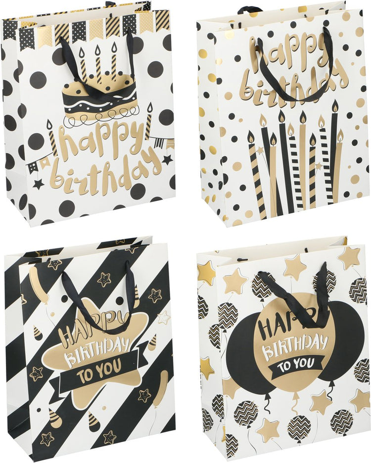 Sac cadeau d'anniversaire sans marque sans marque 32x26x12 cm - sac cadeau d'anniversaire avec poignée - sac cadeau d'anniversaire avec motif joyeux anniversaire - sac cadeau pour cadeaux d'anniversaire - 1 variante aléatoire