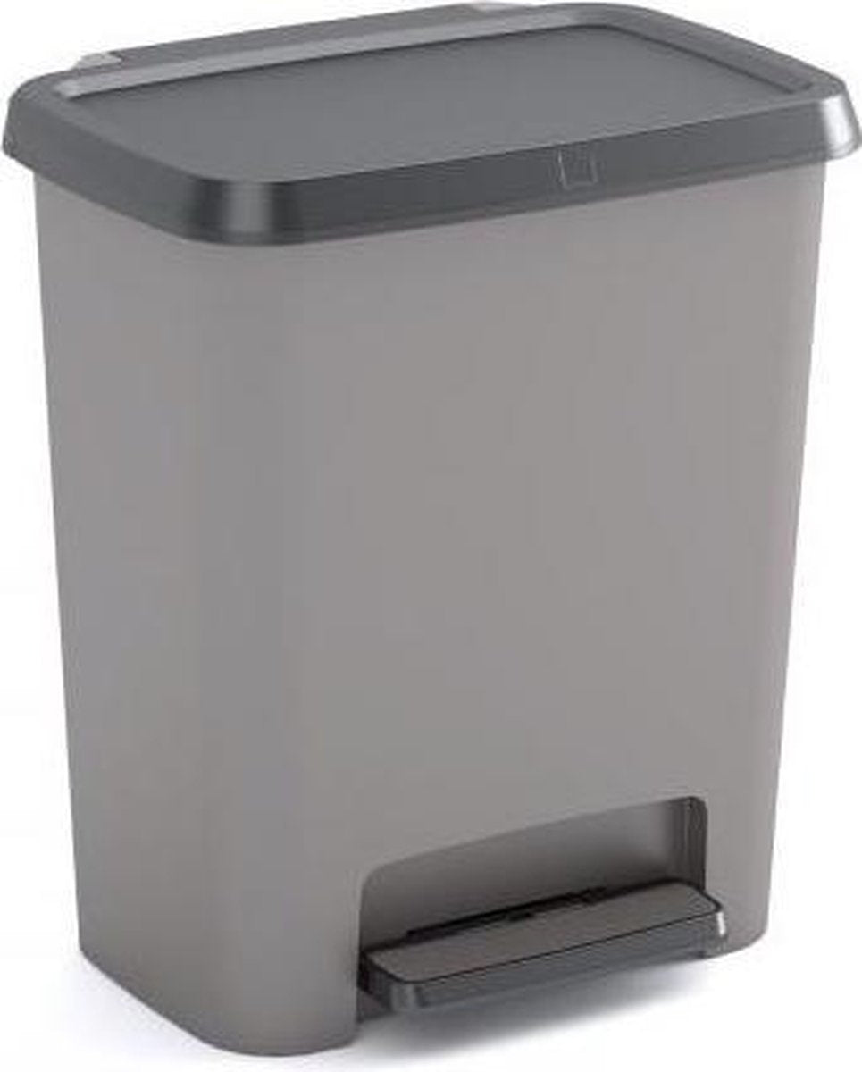 Poubelle Curver compatta duo - 11l + 11l - gris noir - plastique recyclé