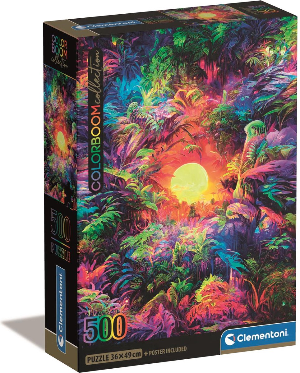 Clementoni - puzzle - 500 pièces - lever de soleil dans la jungle psychédélique - puzzle pour adultes - collection de haute qualité