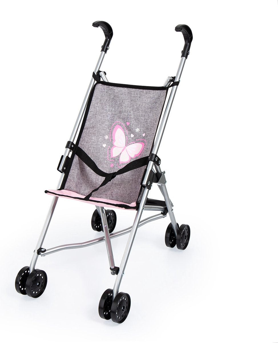 Bayer design - poussette de poupée - gris avec motif papillon
