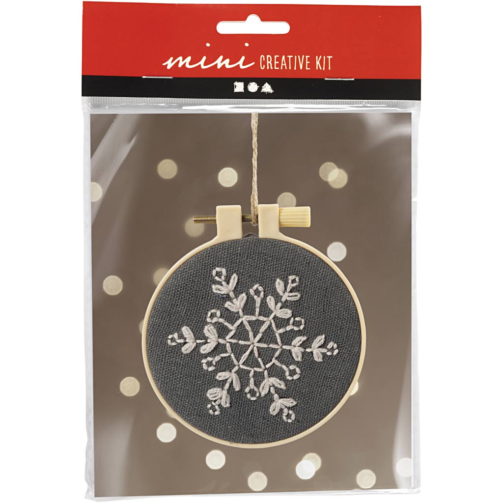 Creativ company mini hobby set broderie, flocon de neige, gris, 1 boîte