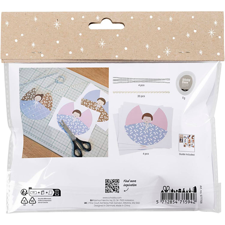 Creativ company mini hobby set décorations en papier, anges, différentes couleurs, 1 boîte
