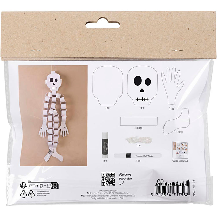 Creativ company mini hobby set décorations en papier, squelette, noir et blanc, 1 boîte