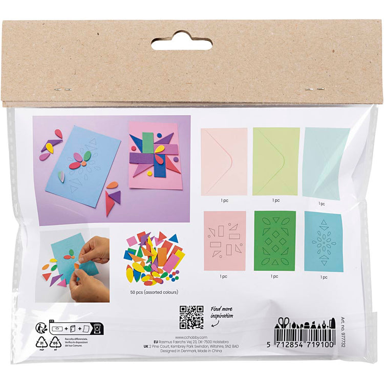 Creativ company mini hobby set décoration, cartes décorées, bleu, vert, rose, 1 boîte
