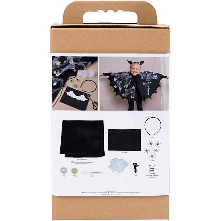 Creativ company hobby set costumes effrayants, cape de chauve-souris et bandeau, noir, paillettes noires, 1 boîte
