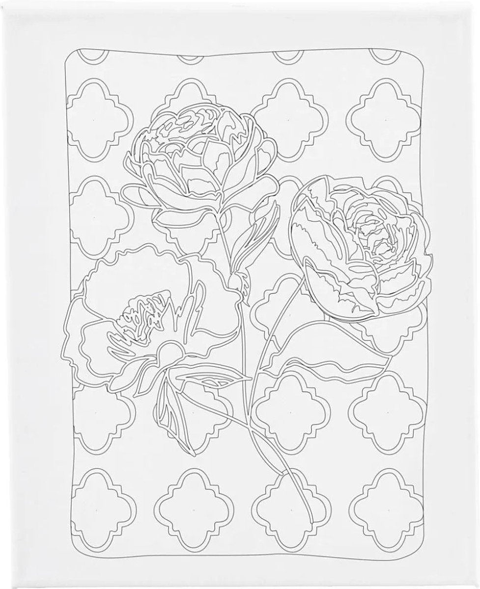 Creativ company toile à peindre avec impression, roses, d: 1,6 cm, taille 24x30 cm, 360 g, 1 pièce