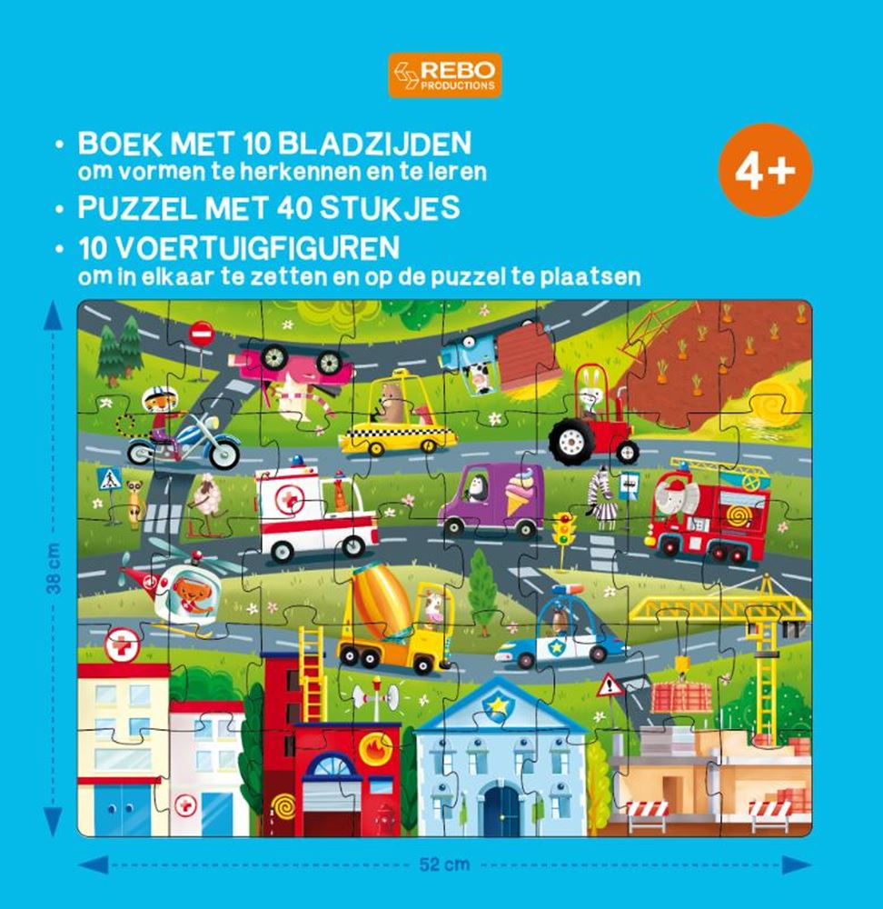 Rebo Publishers Book, Puzzle + 10 figures Véhicules