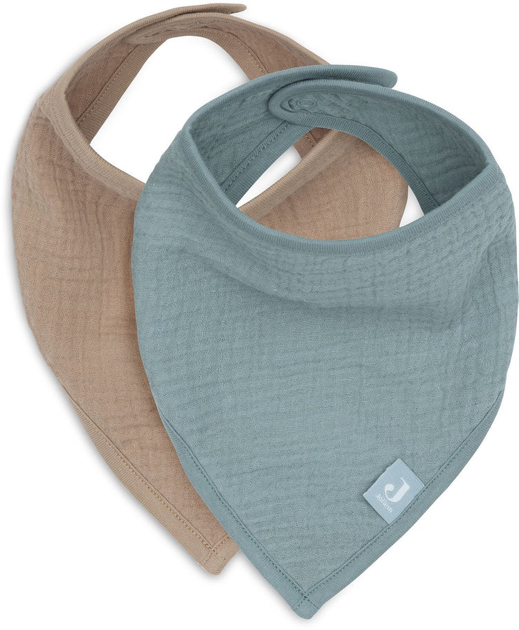 Jollein bavoir bébé bandana - hydrophile - bavoirs bébé - 2 pièces - biscuit vert d'eau