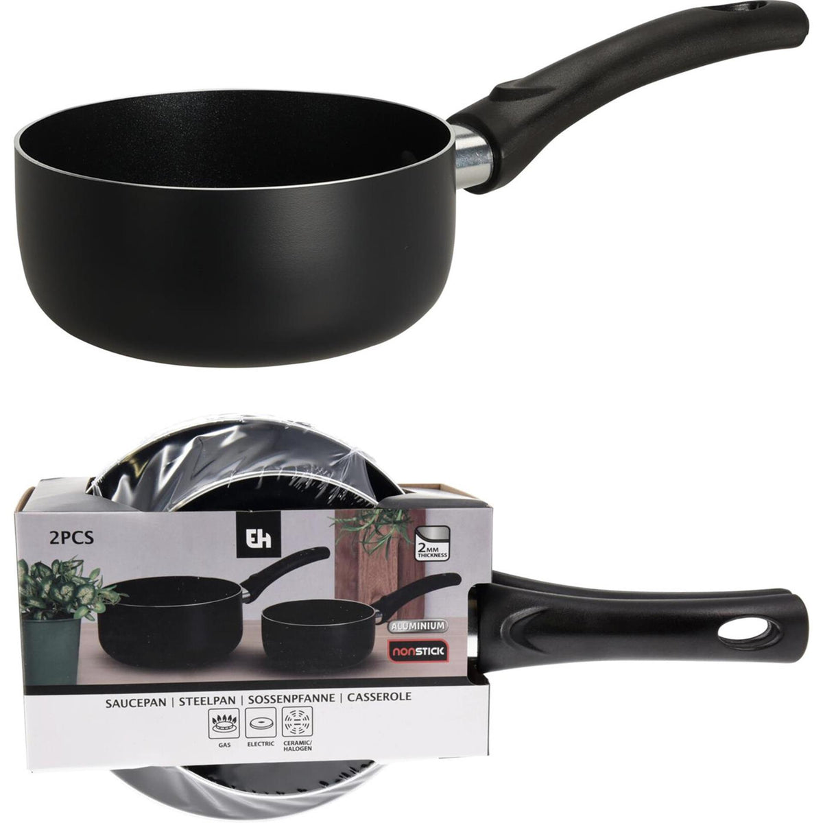 Excellent ensemble de casseroles en aluminium, ustensiles ménagers, 2 pièces