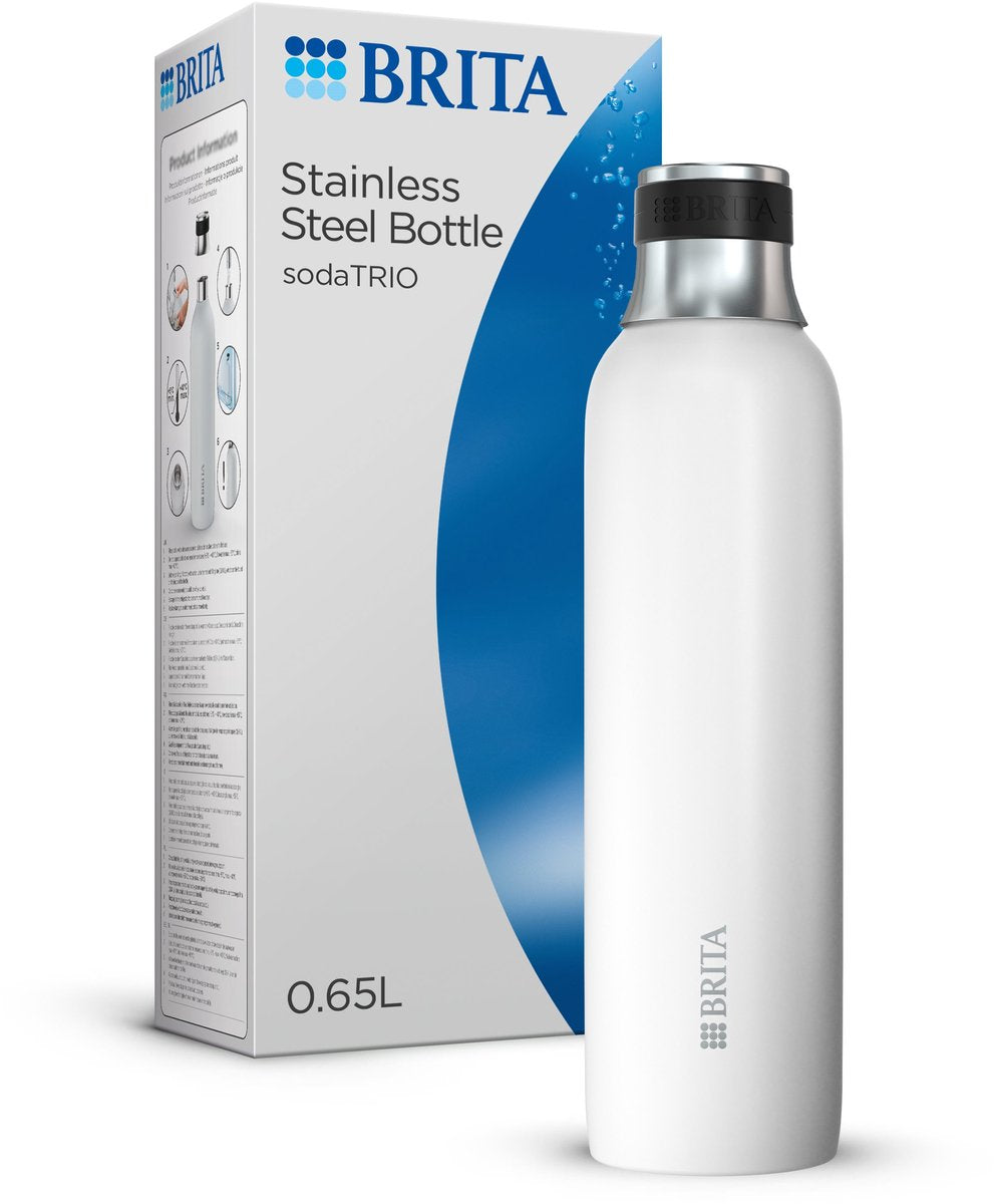 Brita - soda trio - bouteille en acier inoxydable - blanc - petit - 1 pièce