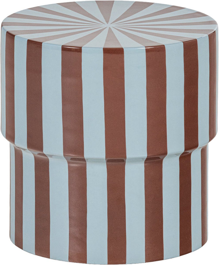 Table d'appoint Woood olia - métal - rayures brillantes marron bleu