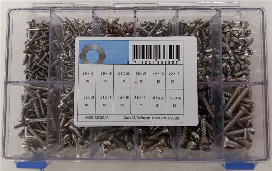 Assortiment d'outils autotaraudeurs d7983 en acier inoxydable a2
