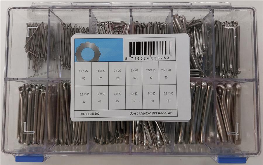 Assortiment goupille fendue d94 inox a2
