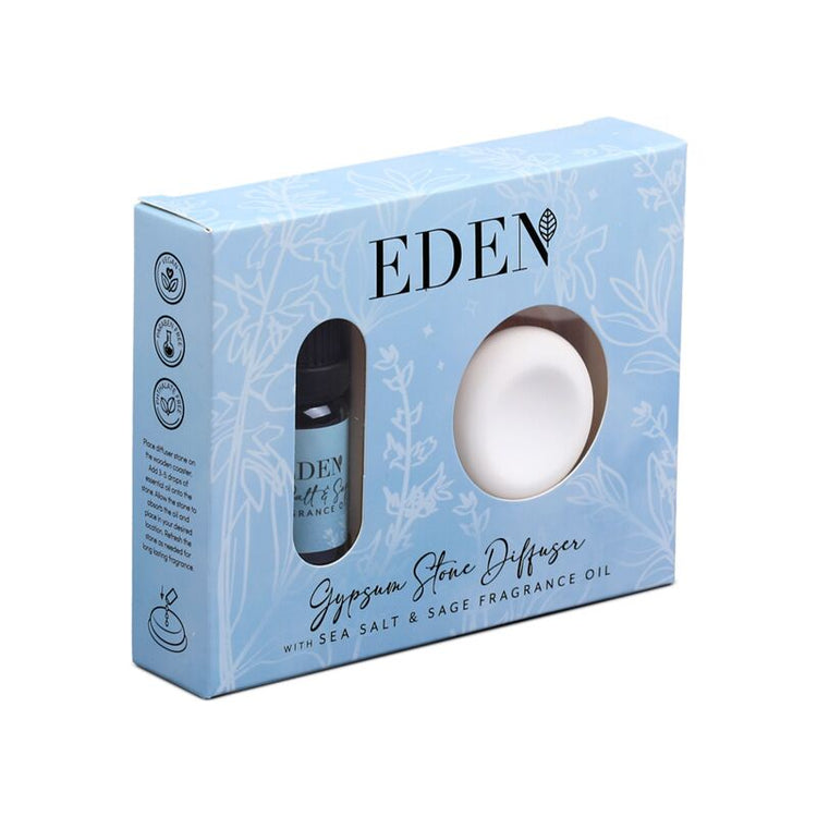Diffuseur en plâtre à sel de mer et sauge Eden et set d'huiles parfumées