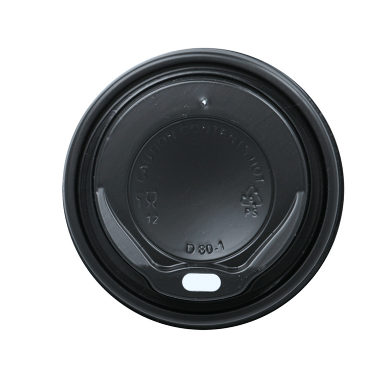 Couvercle à emporter noir 80mm pour tasse à café 230ml (100 pièces)