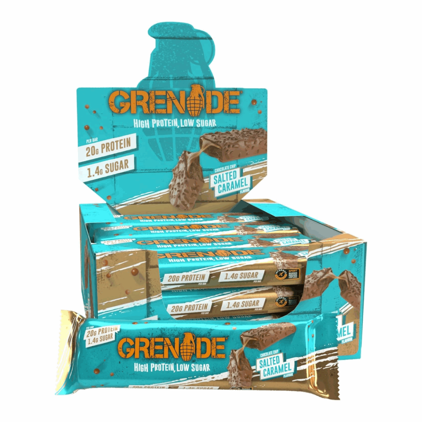 Grenade caramel au beurre salé aux pépites de chocolat (12x60gr)