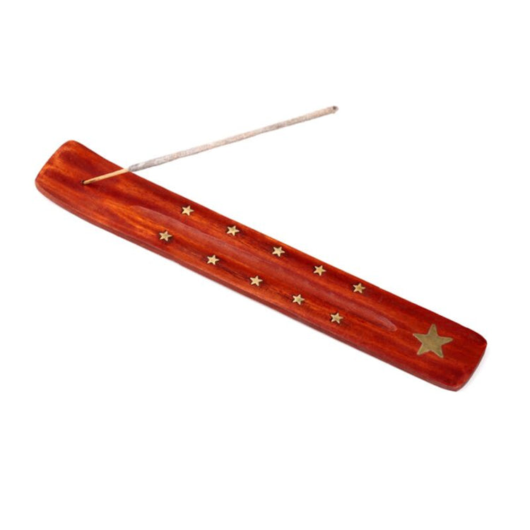 Star de cuivre en cuivre - support d'encens en bois de mangue pour bâtons