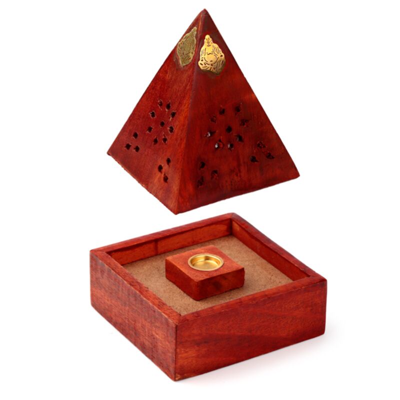 Mango Wood Pyramid Encens Holder Kegels Bouddha Frame Bouddha Work