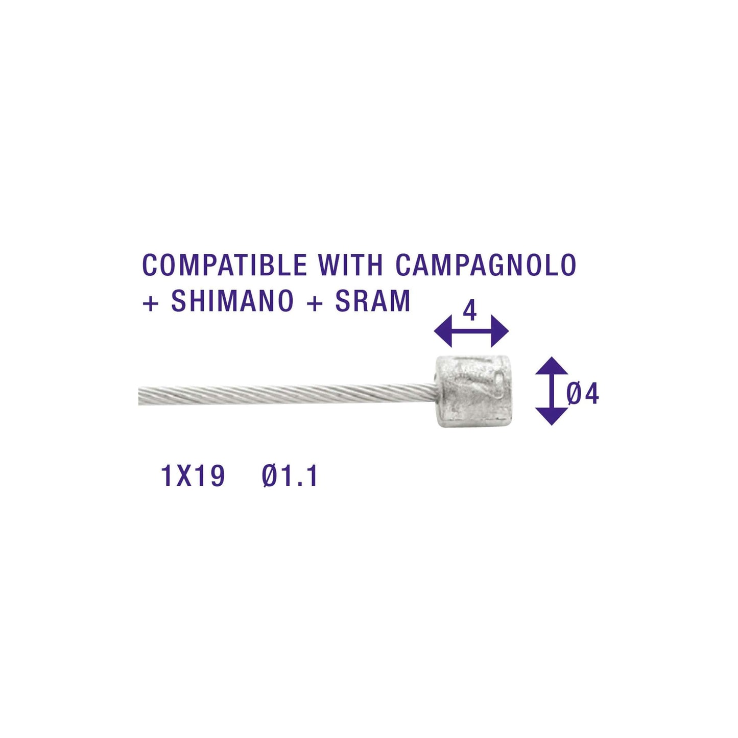 Câble intérieur de changement de vitesse Elvedes 2250mm acier inoxydable Slick ø1.1mm Shimano SRAM N-nipple (sur carte)