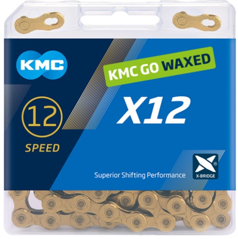 Chaine Kmc x12 12v 126l ciré ti-n or