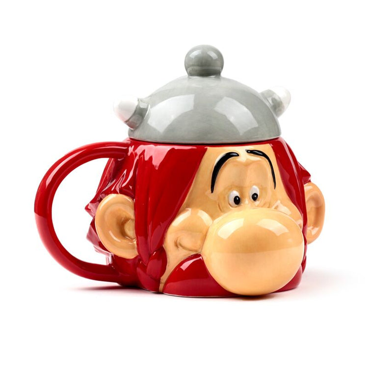 Tasse en céramique formée obélix avec couvercle