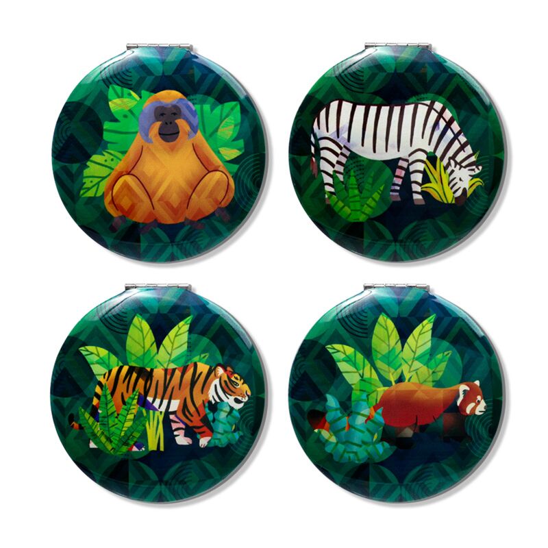 Miroir de maquillage compact riche en animaux