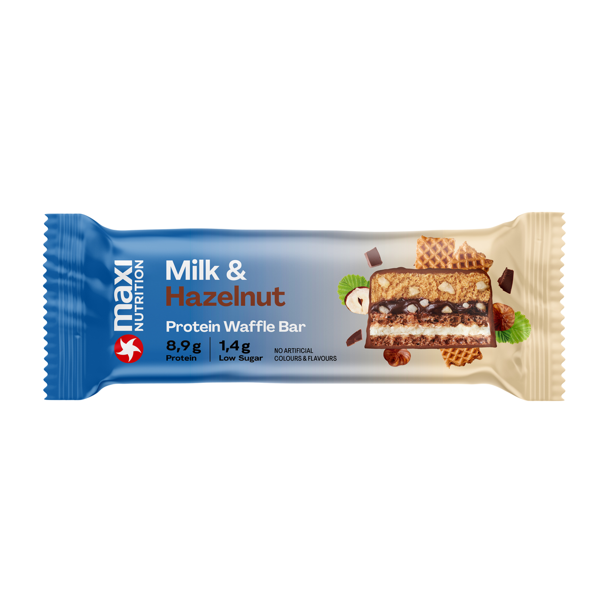 Maxi nutrition maxinutrition barre gaufrée lait noisette (12x 40g)