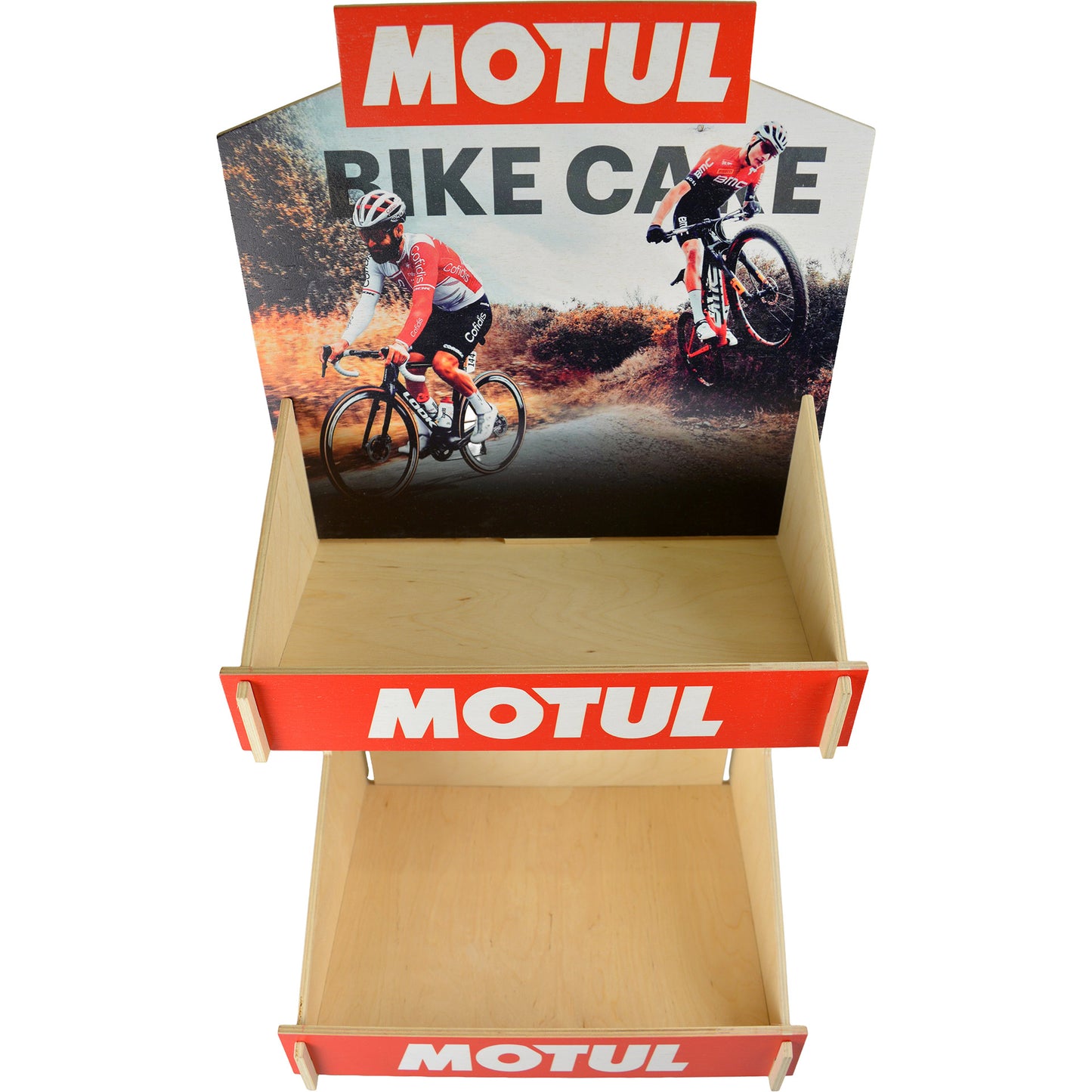 Présentoir de comptoir Schwalbe motul en bois (vide)