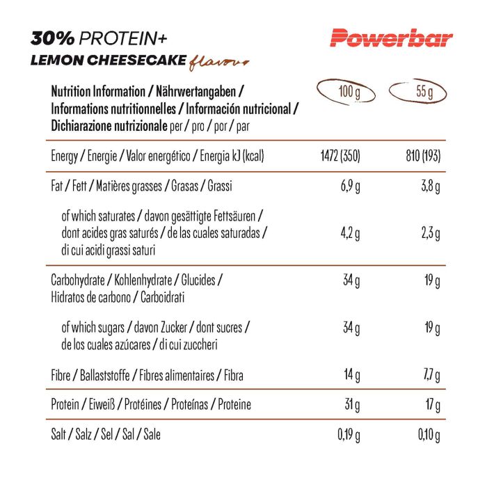 Powerbar 30% protéines+ (15 x 55gr) - cheesecake au citron