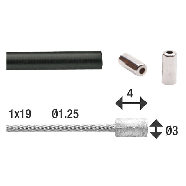 Elvedes Câble d'accélérateur universel 1700mm 2250mm galvanisé noir (sur carte)