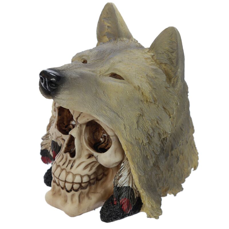 Crâne avec têtes de loup à la maison accessoire