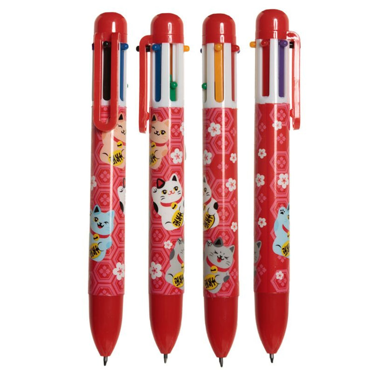 Maneki Neko Happiness Cat Cat Multi-Colord Pen (6 couleurs)