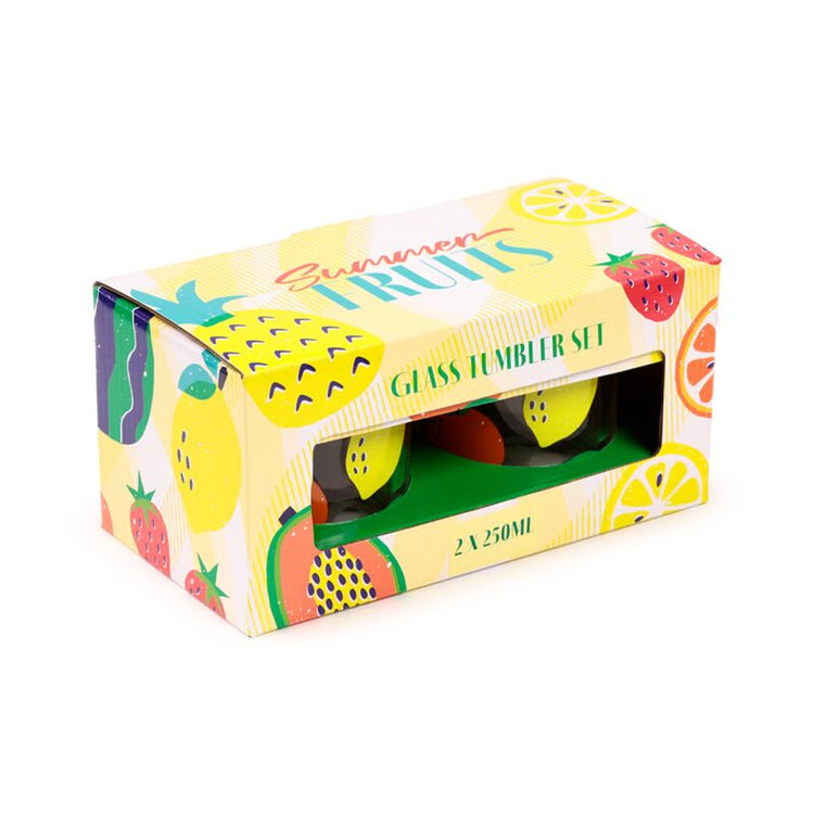 Ensemble de fruits d'été 2 verres de verres à boire 350 ml