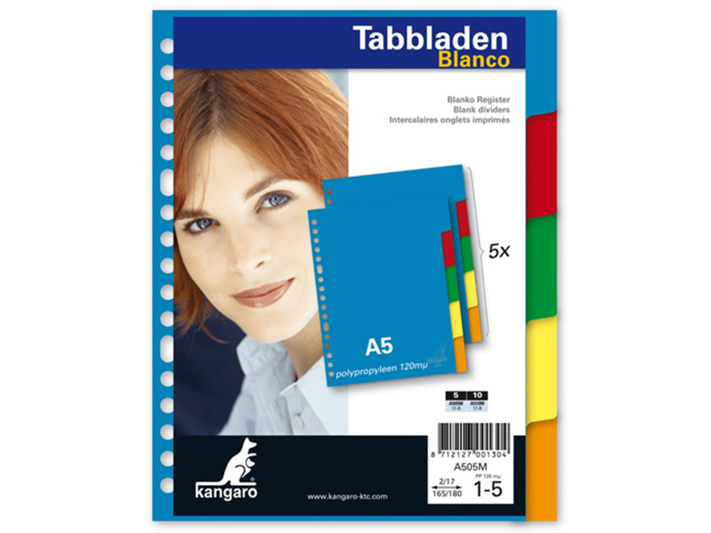 Onglets Kangaro a5 vierges 17 anneaux plastique