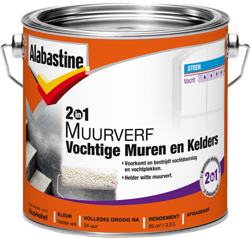Peinture murale Alabastine 2en1 humidité m k | 2,5l - 5096050