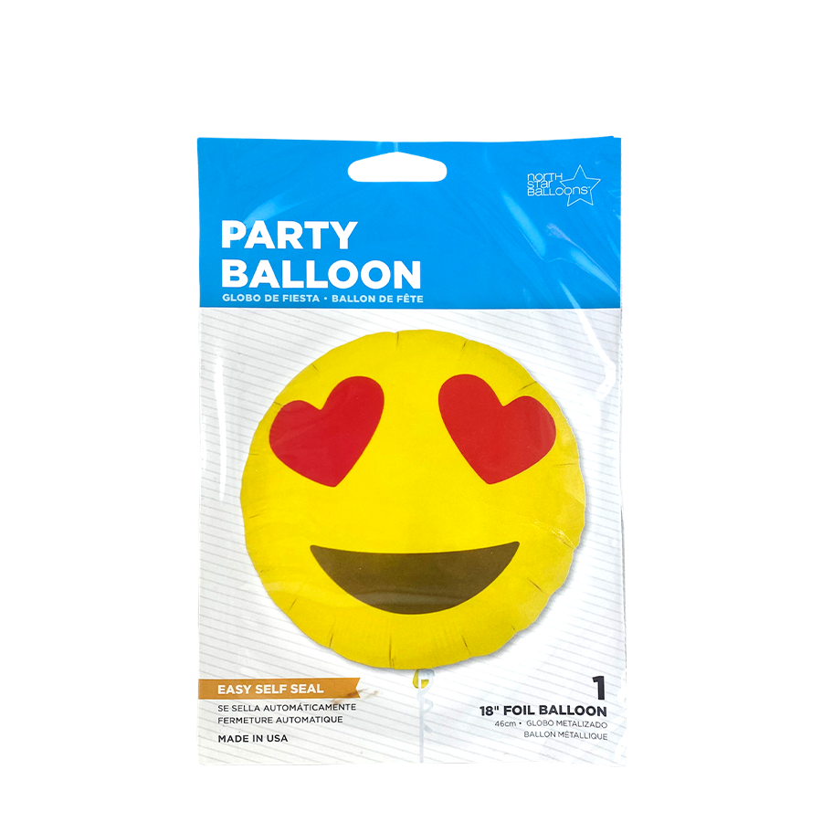 Ballon aluminium emoji coeur yeux ø46cm