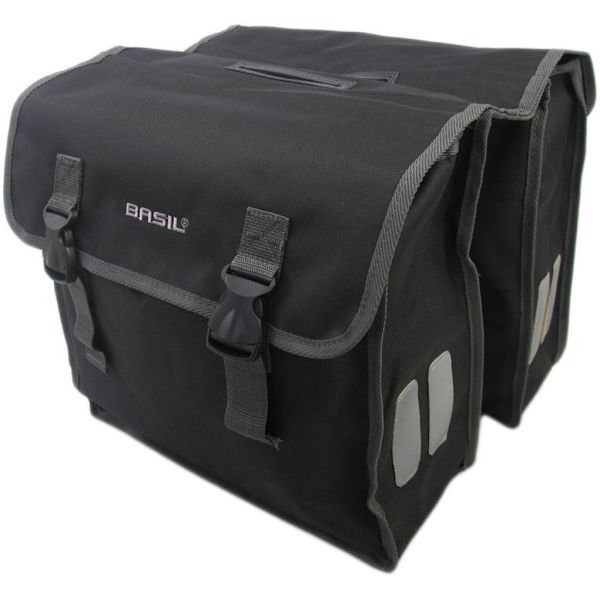Basil Mara XL sacoche double pour vélo - 35L - déperlant - réfléchissant - noir