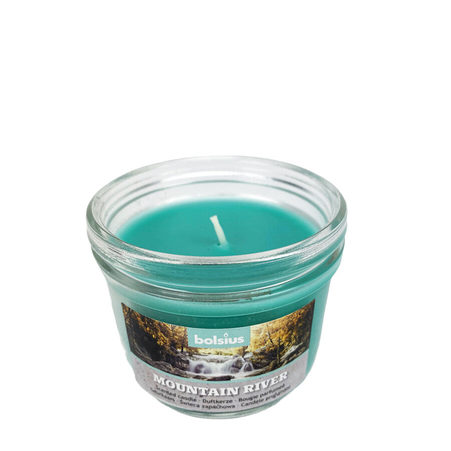 Rivière de montagne en verre parfumé Bolsius avec couvercle 80 80mm