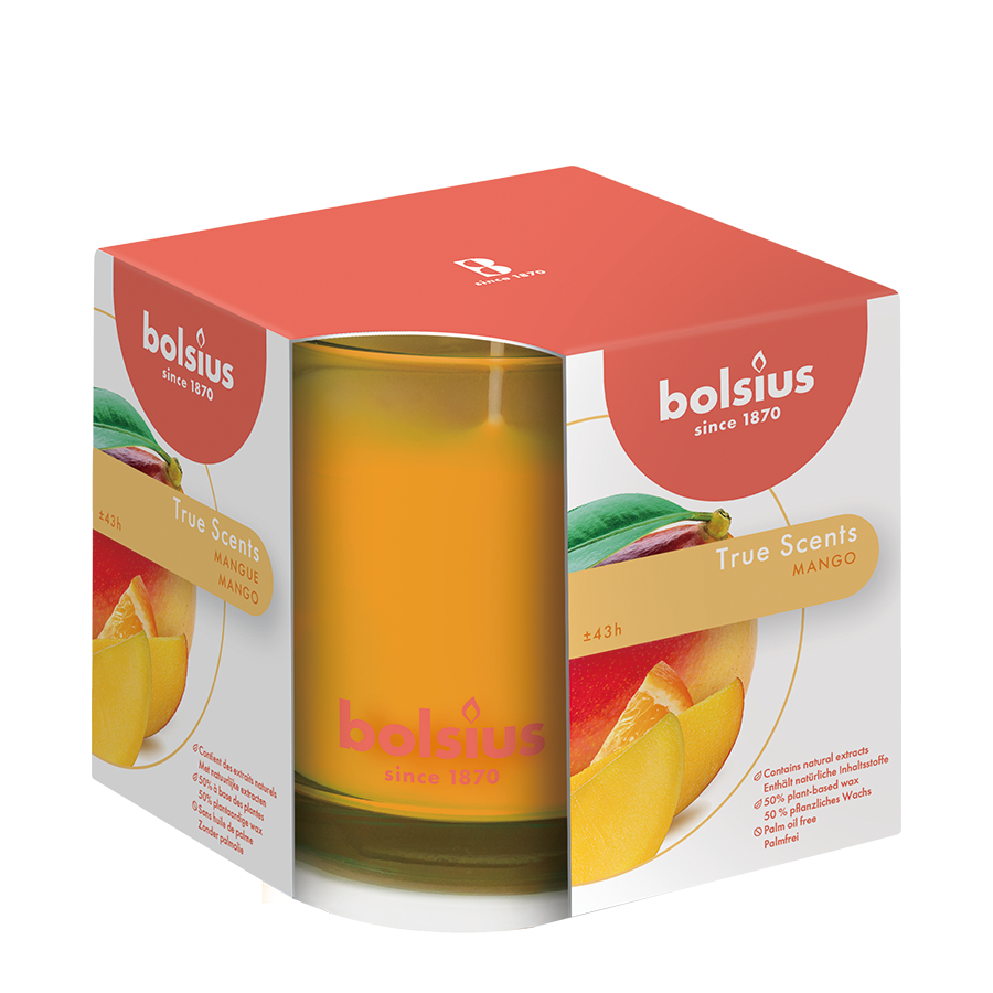 Bolsius verre parfumé vraies senteurs mangue 95 95mm