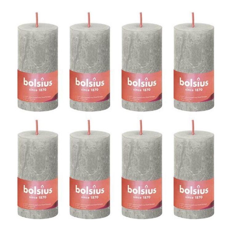 Bolsius Bolsius Stollen Shine 8 St Rustic 100x50 mm Sandy Grey