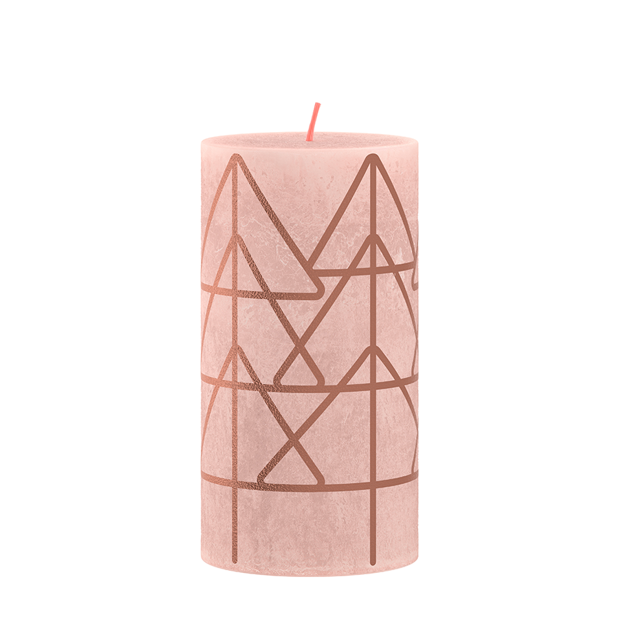 Bolsius Stub Candle rustique 13 x 6,8 cm Rose brumeux avec imprimé