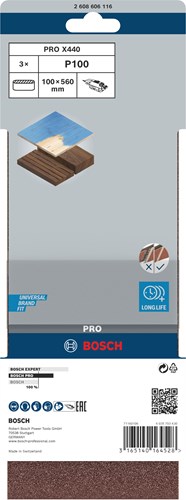 Accessoires Bosch 3 pneus 100x560 x440, idéal pour bois+peinture, k100 - 2608606116