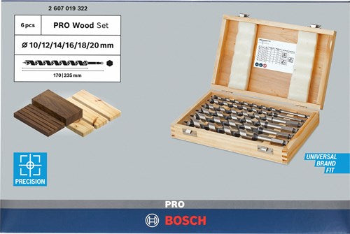 Accessoires Bosch, jeu de 6 perceuses à tuyau 10 ; 12 ; 14 ; 16 ; 18 ; 20mm 235mm 6 pièces - 2607019322