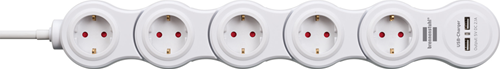 Prise de courant vario Brennerstuhl avec USB 5 prises blanc, 1,4m h05vv-f 3g1.5 - 1155350210