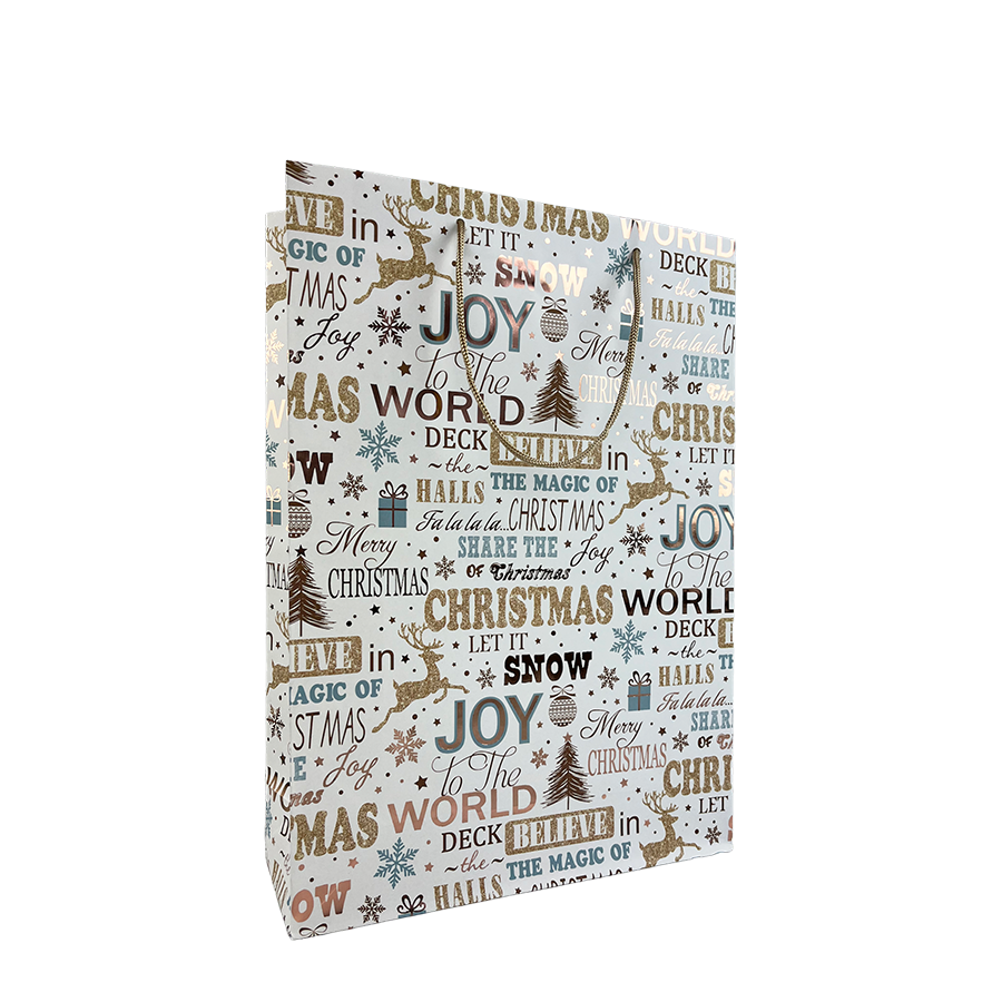 Sac cadeau Noël blanc 25x8,5x34,5cm