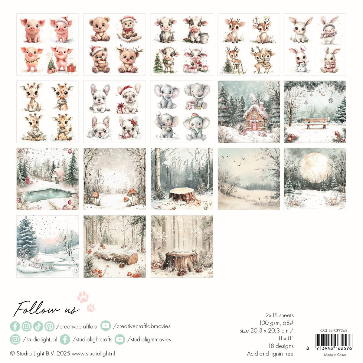 Creative Craftlab • Bloc de papier pour collages essentiels Holly Jolly
